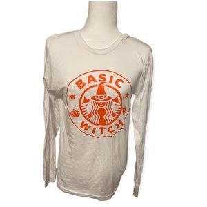 Adorable basic witch long sleeve white t-shirt